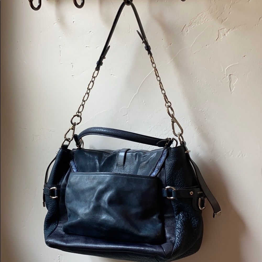 Navy leather Coach bag - Picture 2 of 5